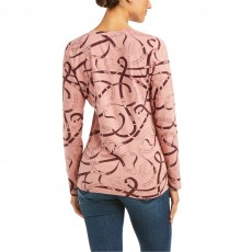 Ariat Women's Bridle Print Long Sleeve T-Shirt (Ash Rose)