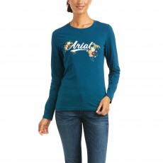 Ariat Women's Flora Fauna Logo T-Shirt (Eurasian Teal)