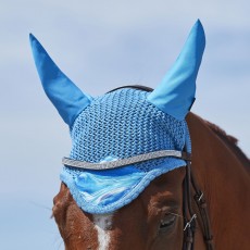 Weatherbeeta Prime Marble Ear Bonnet (Blue Swirl Marble Print)