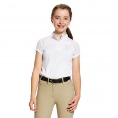 Ariat Girl's Aptos Vent Short Sleeve Show Shirt (White)