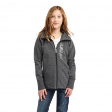 Ariat Youth Team Logo Full Zip Sweatshirt (Charcoal Grey)