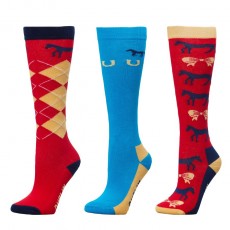 Dublin Adults 3 Pack Socks (Coral Argyle)