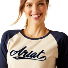 Ariat Women's Starter Long Sleeve Tee (Oat Heather/Navy)