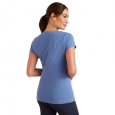 Ariat Womens Vertical Logo V Short Sleeve T-Shirt (Dutch Blue) Ariat Womens Vertical Logo V Short Sleeve T-Shirt (Dutch Blue)