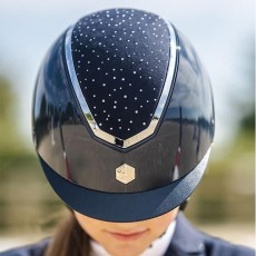 EQx Kylo Riding Helmet Standard Peak (Navy Gloss Crystal/Silver) EQx Kylo Riding Helmet Standard Peak (Navy Gloss Crystal/Silver)