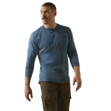 Ariat Men's Rebar Workman Logo Long Sleeve T-Shirt (Indian Teal/Tigers Eye)