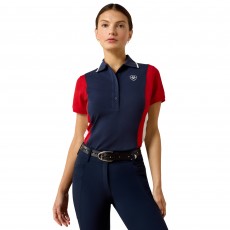 Ariat Womens Taryn Short Sleeve Polo (Team Navy/Red)