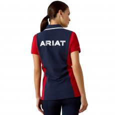 Ariat Womens Taryn Short Sleeve Polo (Team Navy/Red)