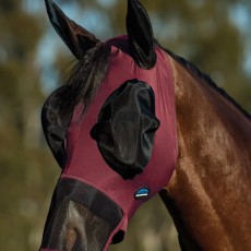 Weatherbeeta ComFiTec Luxe Stretch Fly Mask With Ears & Nose (Burgundy/Black) Weatherbeeta ComFiTec Luxe Stretch Fly Mask With Ears & Nose (Burgundy/Black)