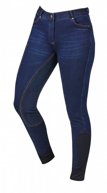 Dublin Ladies Shona Full Suede Seat Denim Breeches (Blue Denim/Navy)