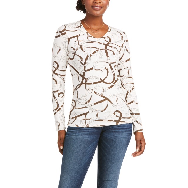 Ariat Women's Bridle Print Long Sleeve T-Shirt (Sea Salt)