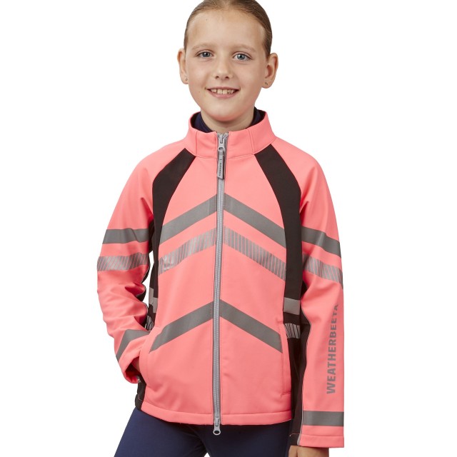Weatherbeeta Childs Reflective Softshell Fleece Lined Jacket (Pink)