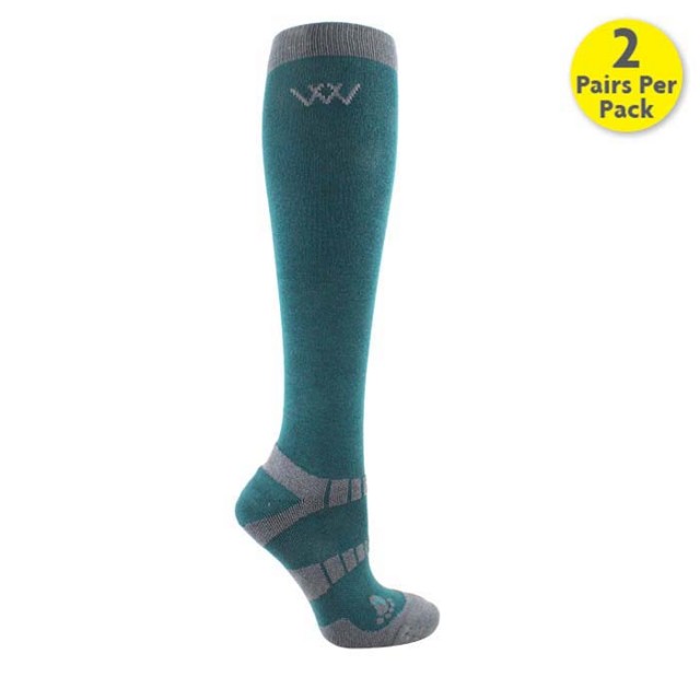 Woof Wear Long Bamboo Waffle Riding Sock (British Racing Green)