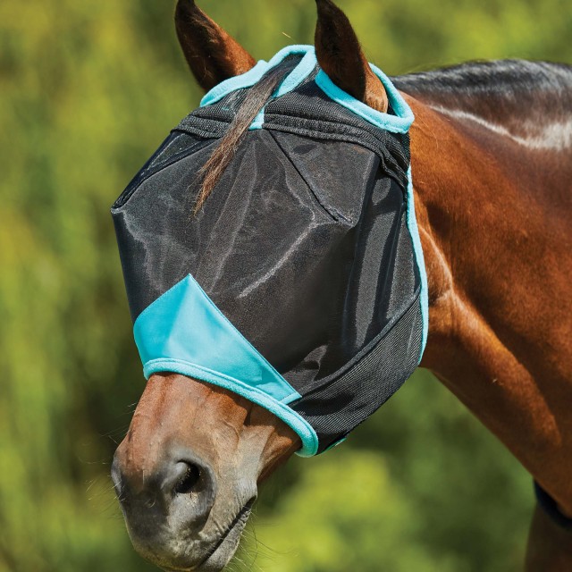 Weatherbeeta Comfitec Deluxe Fine Mesh Mask (Black/Turquoise)