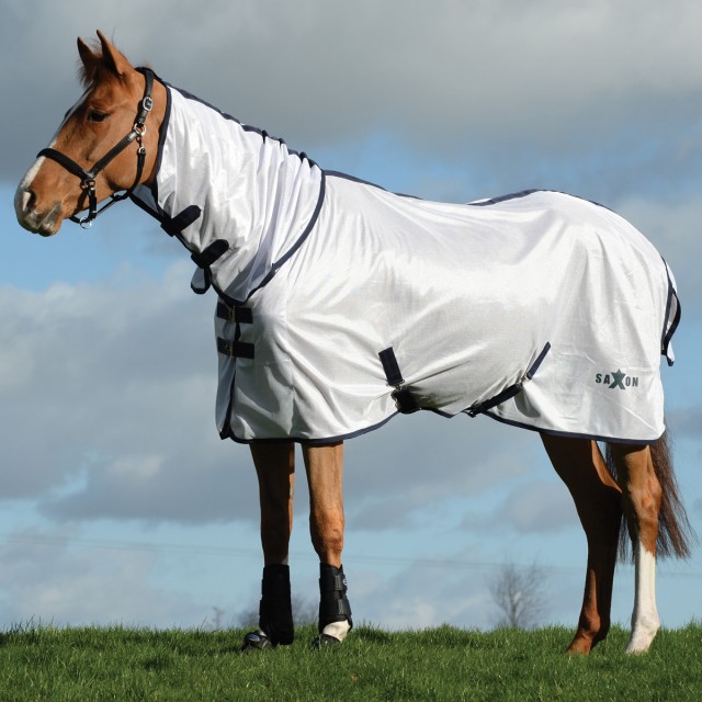 Saxon Mesh Combo Neck Fly Rug (White/Navy)