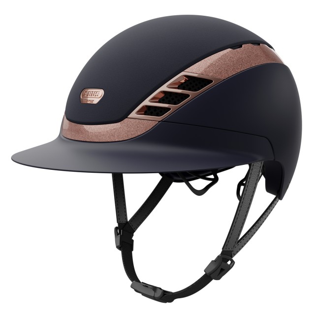 Abus x Pikeur AirLuxe Supreme Lady Visor Riding Hat (Midnight Blue/Rose Gold) - Pre Order