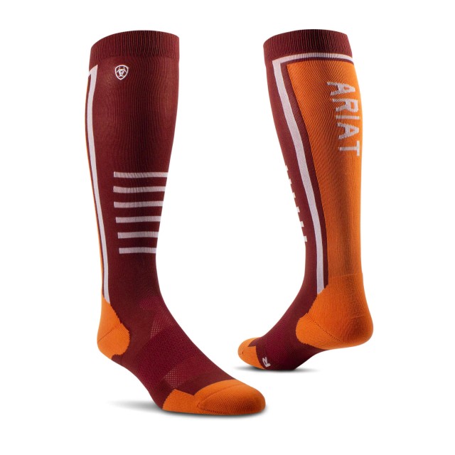 AriatTek Slimline Performance Socks (Fired Brick/Pumpkin)