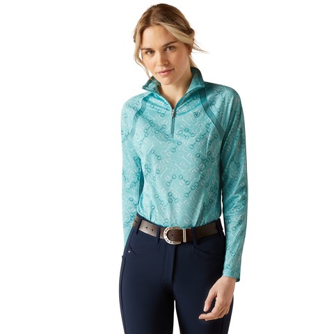 Ariat Womens Sunstopper 3.0 Base Layer (Marine Blue Bit Print)