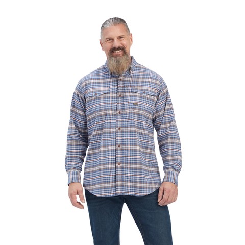 Ariat Men's Rebar Flannel DuraStretch Work Shirt (Alloy Grey)