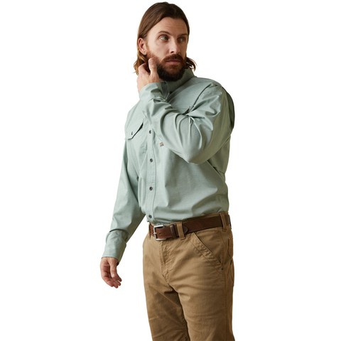 Ariat Men's Rebar Made Tough VentTEK Durastretch Work Shirt (Green Bay Heather)