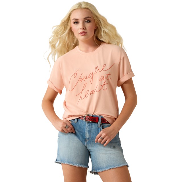 Ariat Womens Cowgirl At Heart Short Sleeve T Shirt (Tropical Peach)