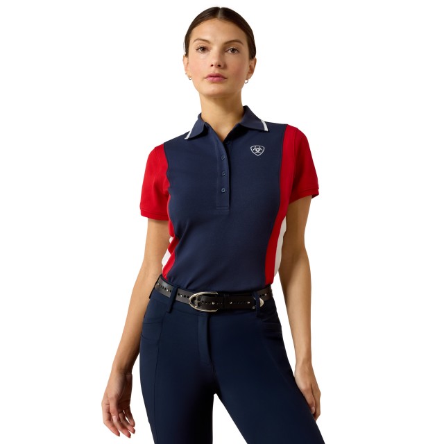 Ariat Womens Taryn Short Sleeve Polo (Team Navy/Red)