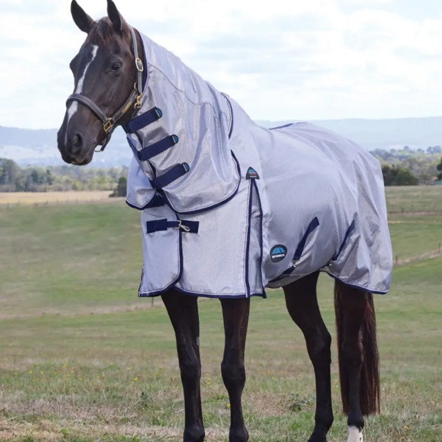Weatherbeeta ComFiTec Hexi Shield Fly Sheet Combo Neck (Silver/Navy/White)