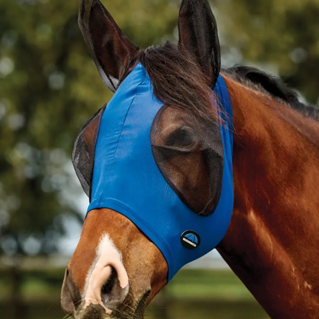 Weatherbeeta ComFiTec Deluxe Stretch Fly Mask With Ears (Cobalt/Black)